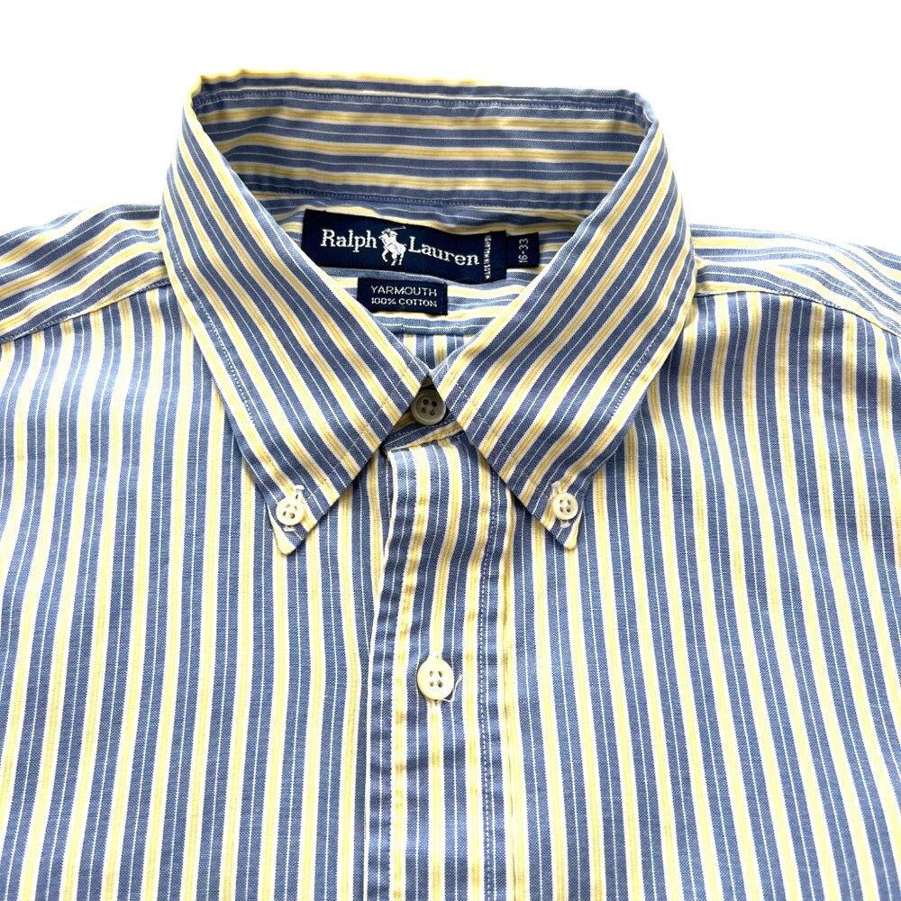 Ralph Lauren Flesh Pony Mens Shirt 16 Striped Button Yarmouth 33 Long Sleeve XL - Picture 5 of 9